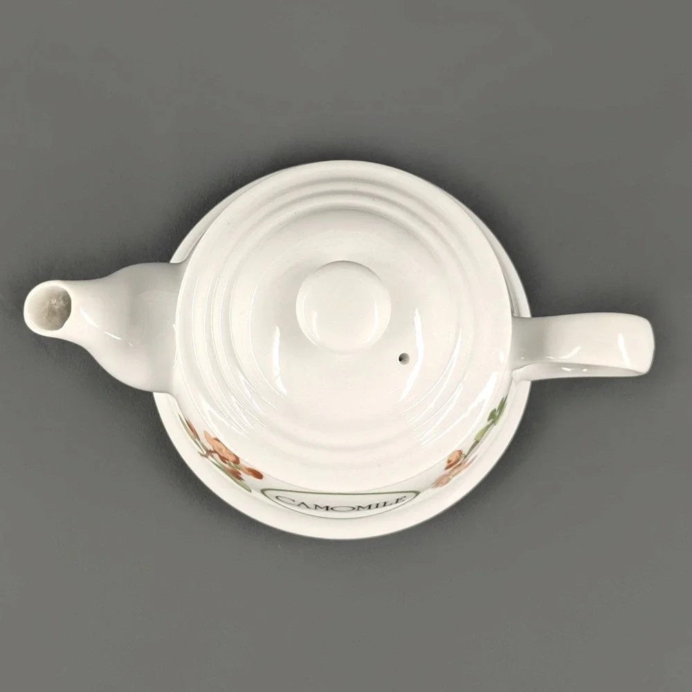 Toscany Collection Japan Camomile Floral Ceramic Teapot with Infuser White